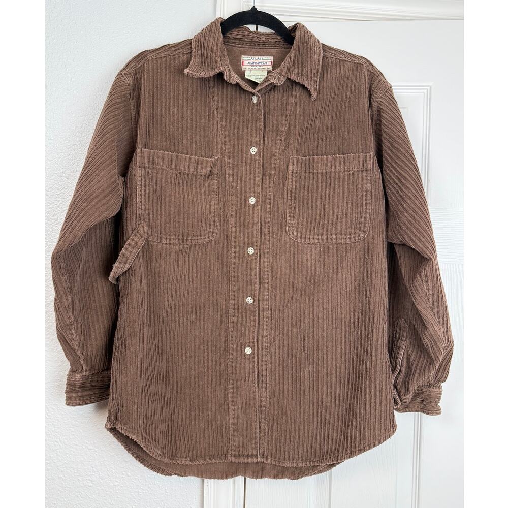 Vintage JCPenney Corduroy Shirt Jacket Brown Mens XL Made in USA